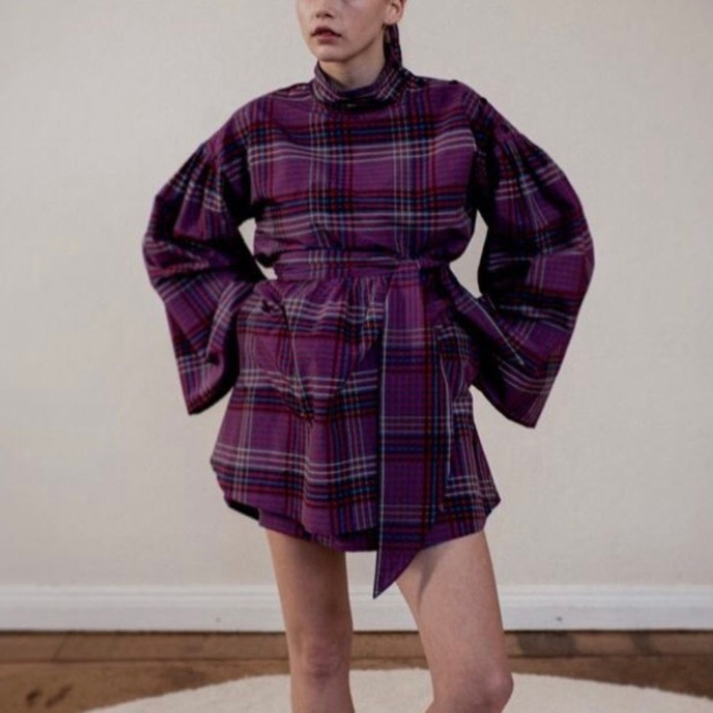 BELIZE Lola blouse in purple prairie check